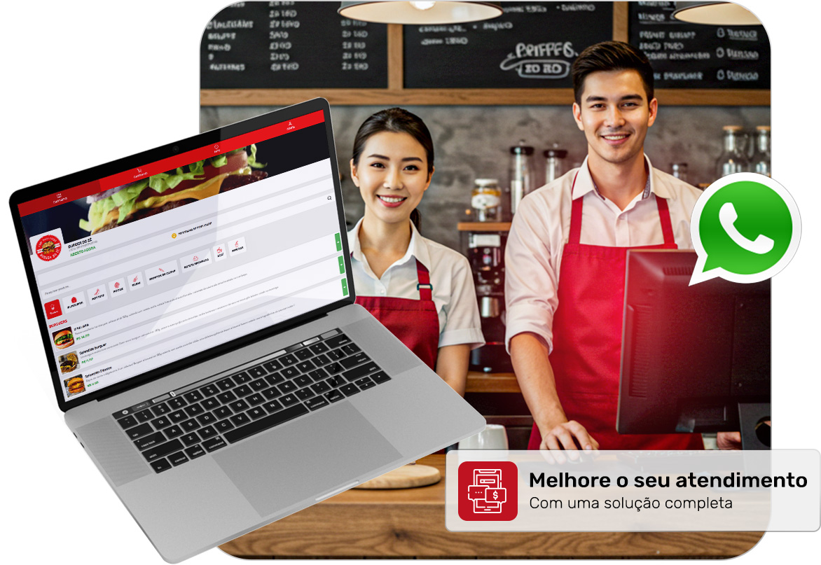 Equipe usando o sistema no laptop