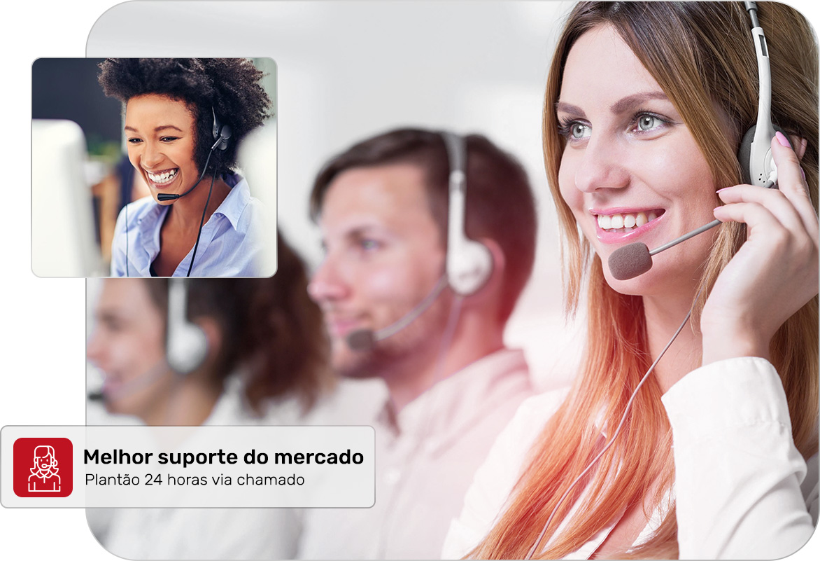 Equipe de suporte com headset